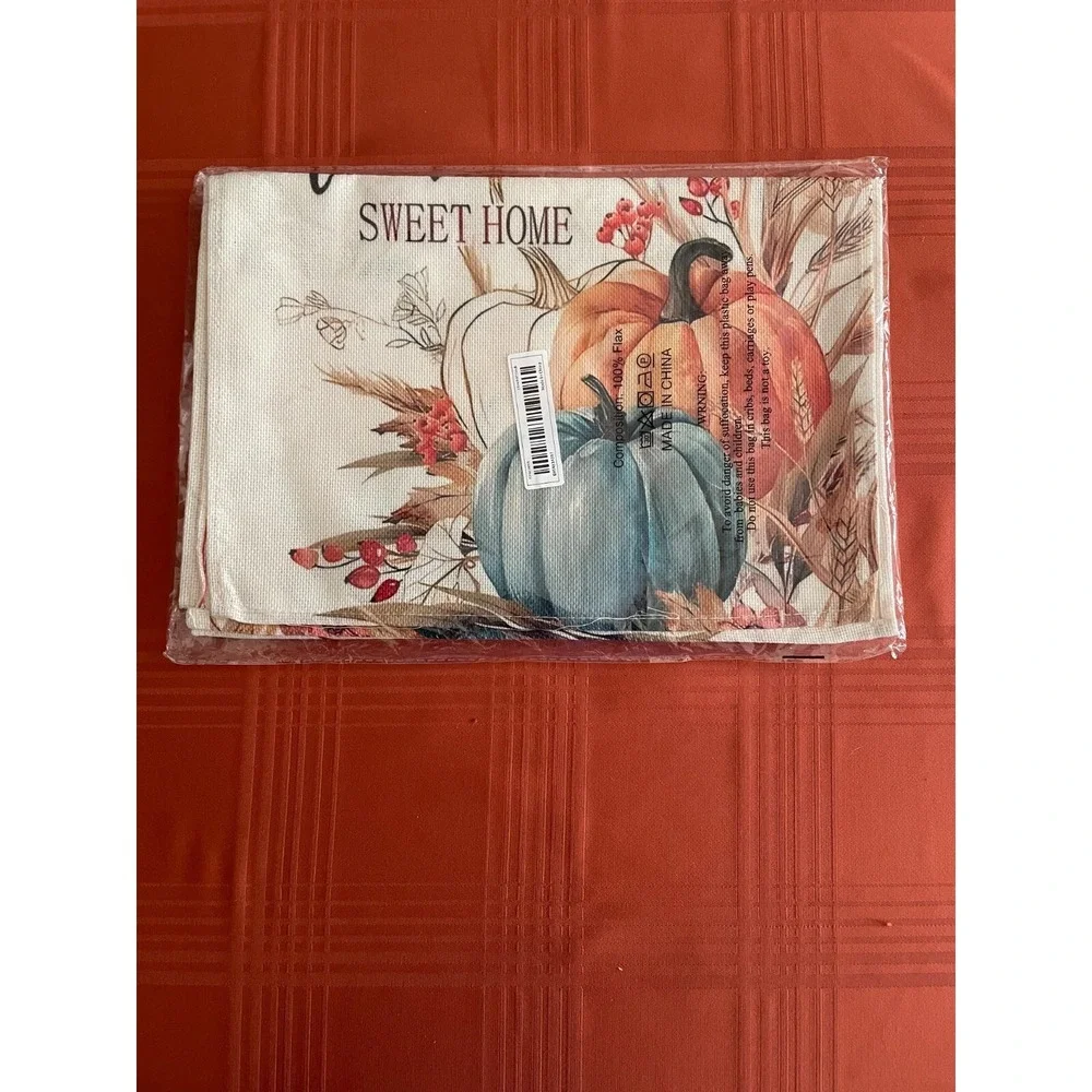 1pc Autumn Home Sweet Home Pumpkins Table Runner  72 Inches Long Burlap
